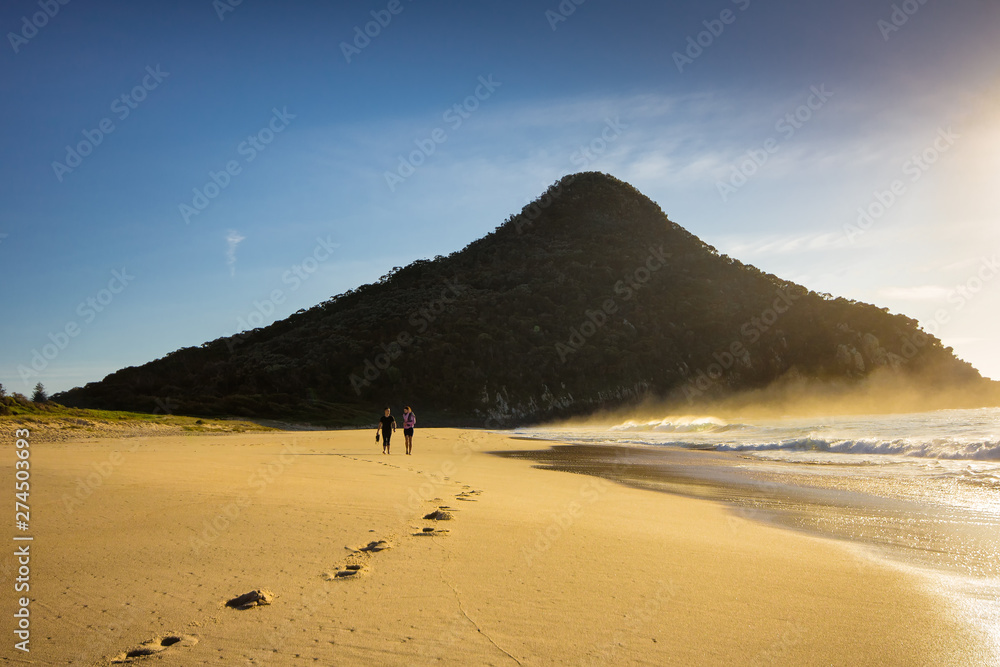 Port Stephens, NSW / Australia - June 13 2019: From sublime natural beauty to freshly caught seafood, Port Stephens is a wonderful beach escape on a sparkling blue bay.
