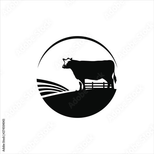 Farm Industry logo inspiration with cattle cow feeder illustration