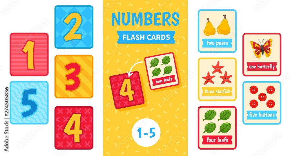 Naklejka premium Kids learning material. Card for learning numbers. Number 6-10. 