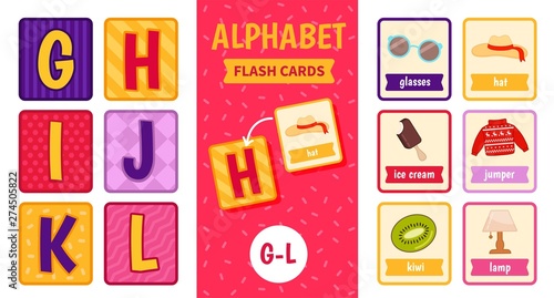 Aplhabet flash cards. Educational  game for children. 