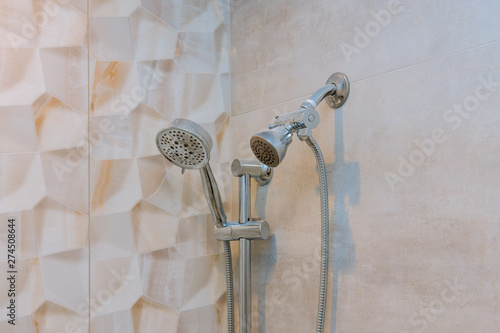 Contemporary bathroom with shower heads