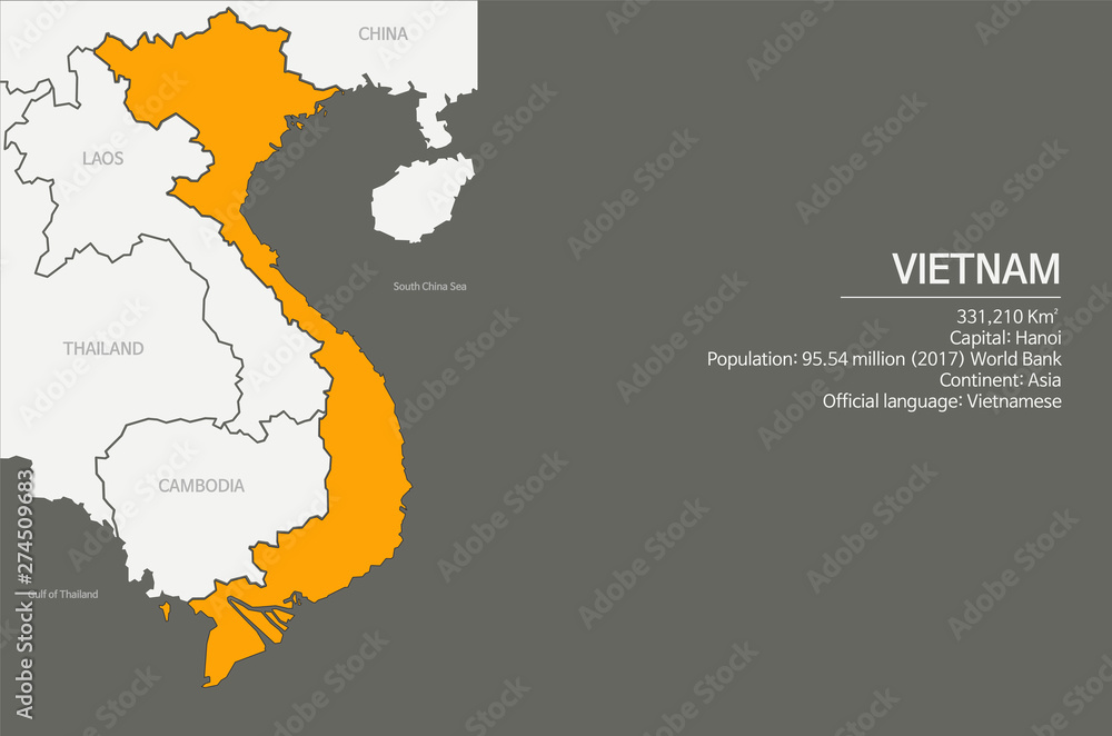 Obraz premium vector map of Vietnam. asia country map. vietnam map. 