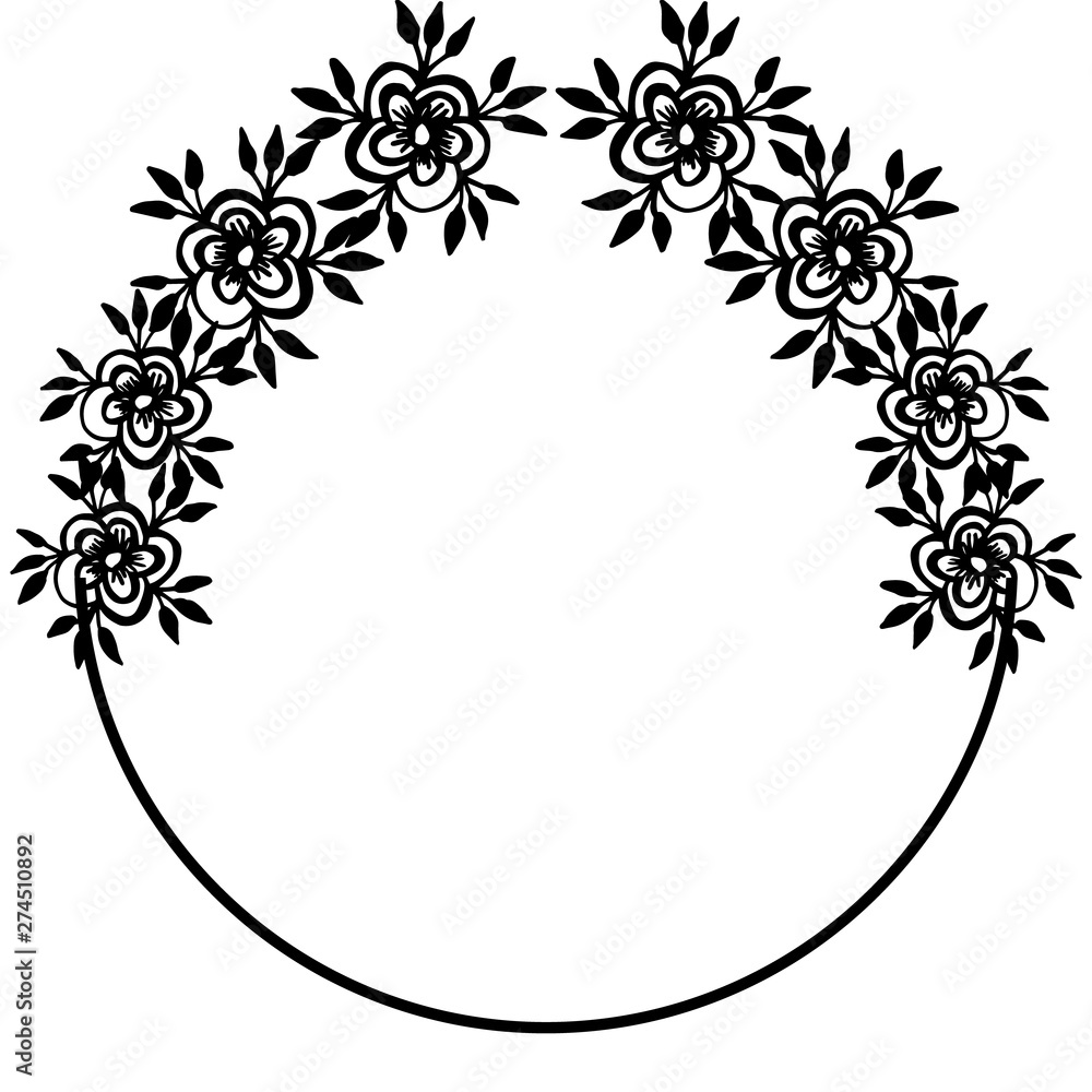 Vector illustration black and white flower frame for various card Stock