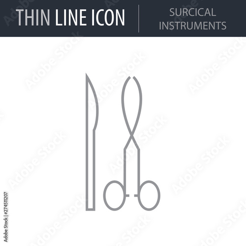 Symbol of Surcical Instruments!. Thin line Icon of Medicine Part One. Stroke Pictogram Graphic for Web Design. Quality Outline Vector Symbol Concept. Premium Mono Linear Beautiful Plain Laconic Logo