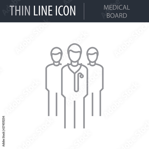 Symbol of Medical Board. Thin line Icon of Medicine Part One. Stroke Pictogram Graphic for Web Design. Quality Outline Vector Symbol Concept. Premium Mono Linear Beautiful Plain Laconic Logo