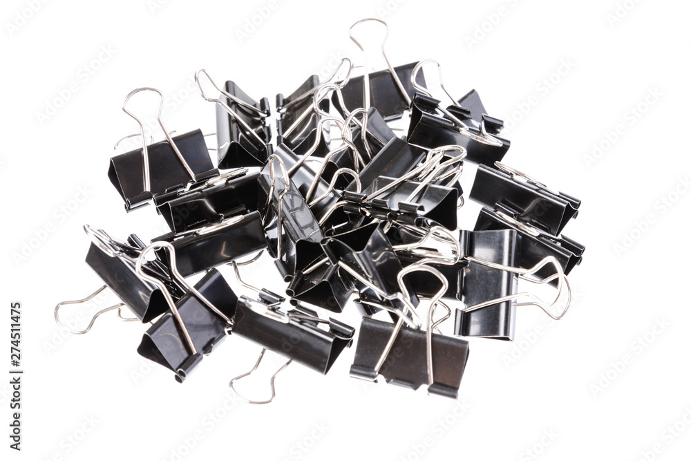 Heap of black binder clips Heap of black binder clips