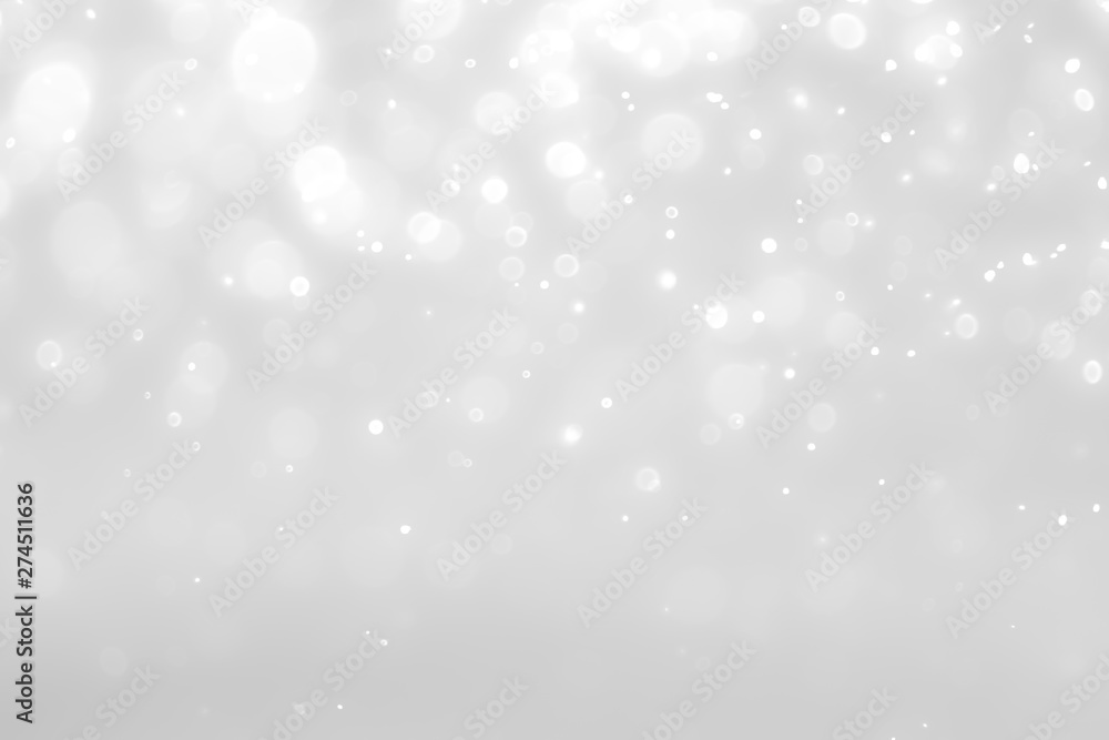 White and Silver lights on bokeh abstract background.