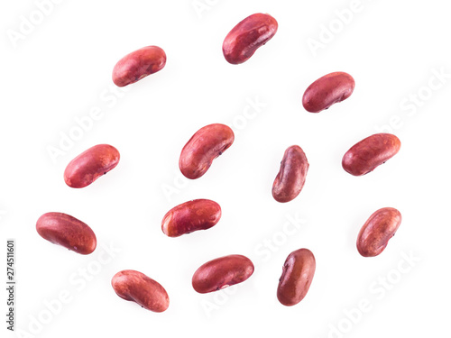 Pile of red kidney bean, canned beans isolated on white background, Red beans ready to eat