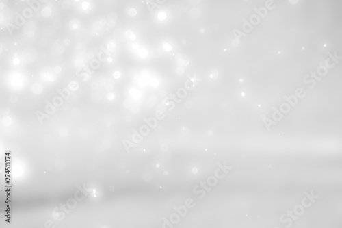 White and Silver lights on bokeh abstract background.