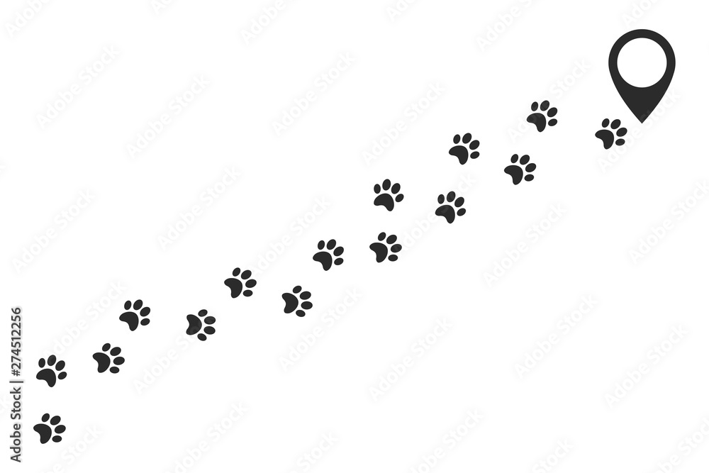 Paw vector foot trail print of cat. Dog, puppy icon template black color editable. Paw Print symbol Flat vector sign isolated on white background. Simple logo vector illustration for graphic and web d