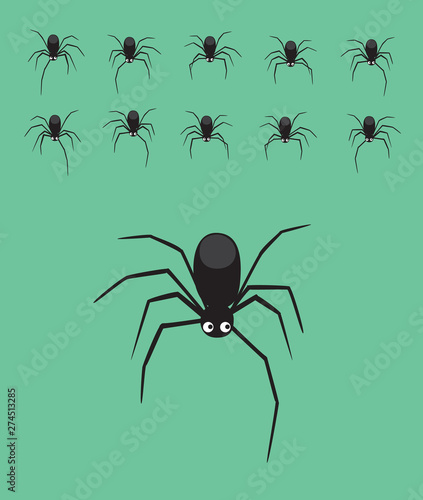 Animal Animation Spider Walking Cute Cartoon Vector Illustration © bullet_chained