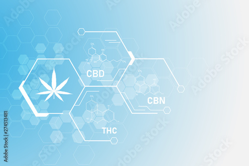 molecular structure chemistry formula tetrahydrocannabinol medical cannabis pattern vector eps10
