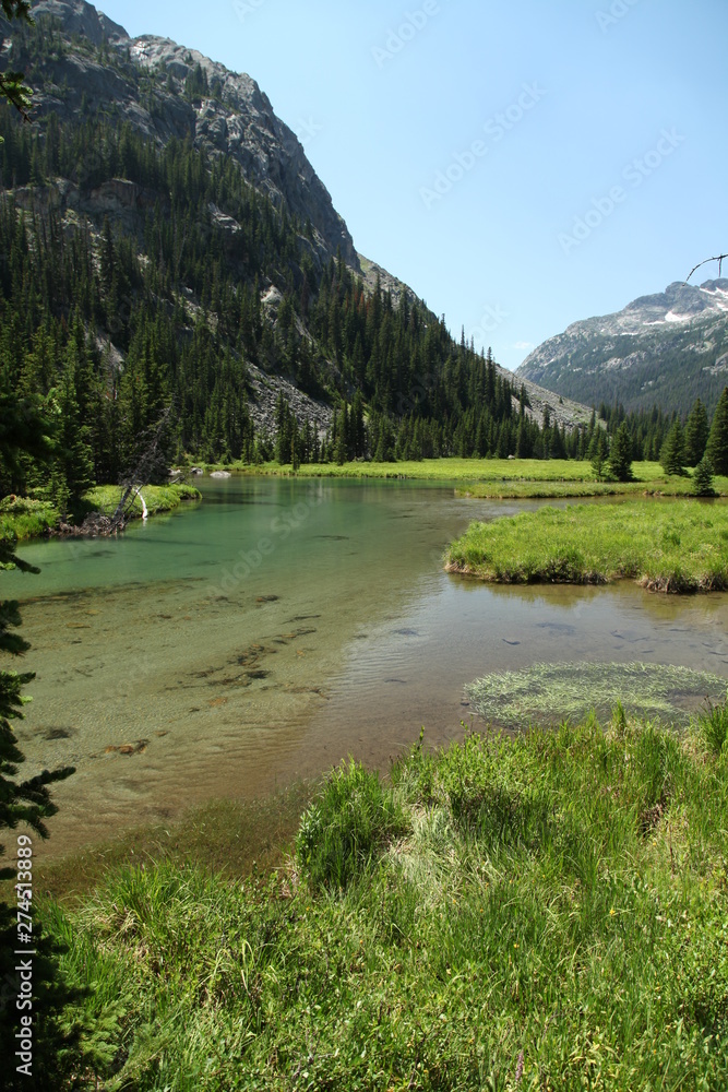 West Fork Rock Creek flowing out of Quinnebaugh Meadows in Beartooth Mountains, Montana