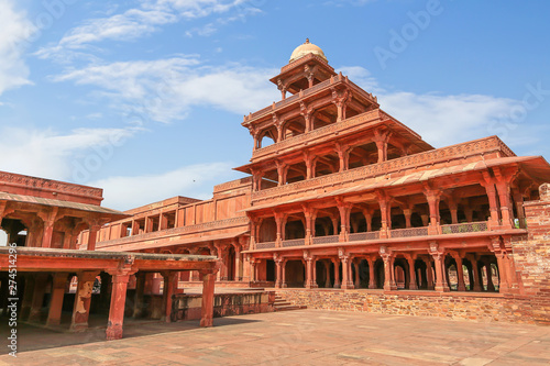 Fatehpur Sikri medieval red sandstone architecture known as Panch Mahal which was the royal residence of the Mughal emperor built in the sixteenth century