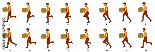 Courier Person Character Run cycle Animation Sequence
