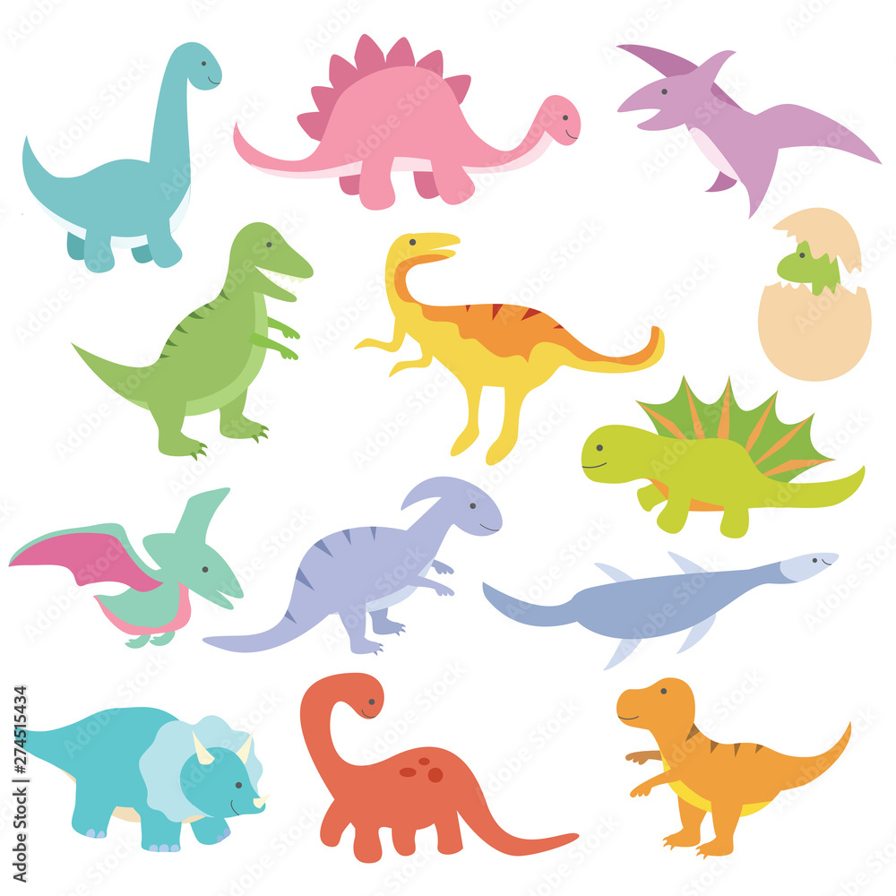 Dinosaur hand drawn collection set with cute drawing style Dinosaur hand drawn collection set with cute drawing style