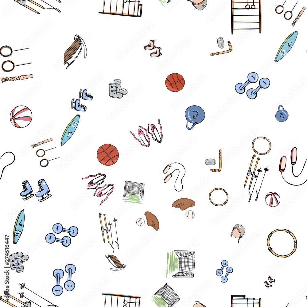 Modern seamless pattern kids sport, great design for any purposes. Cute like a cartoon vector illustration. Modern seamless pattern kids sport, great design for any purposes. Cute like a cartoon vector illustration.