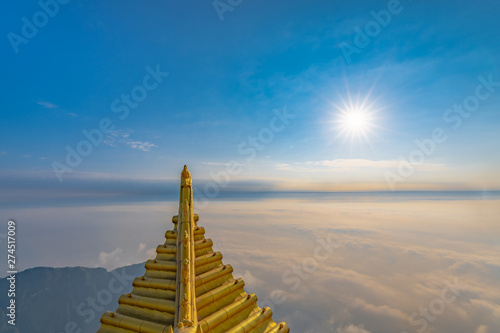 The cornice of the golden temple, the golden roof of Emei mountain in Sichuan province, China