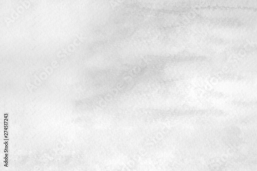 Grey and white abstract watercolor painting textured on white paper background