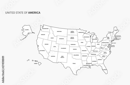 united states boundary. infographic vector map of america. usa vector map. us map.