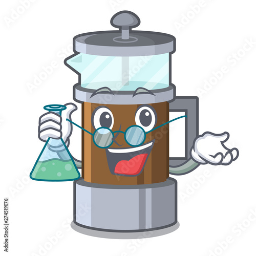 Professor french press in the mascot shape