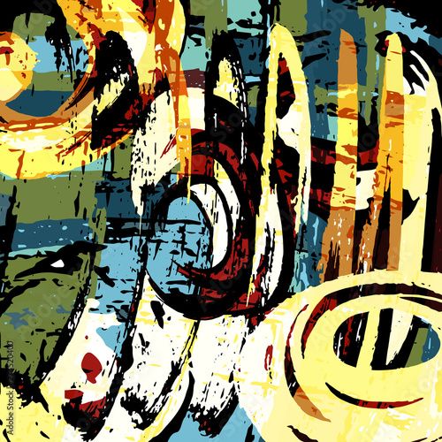 Abstract geometric colored background in the style of graffiti. Qualitative illustration for your design