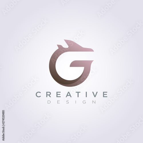 Letter G J with Airplane Vector Illustration Design Clipart Symbol Logo Template
