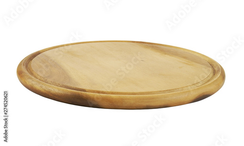 Round cutting board isolated on white background