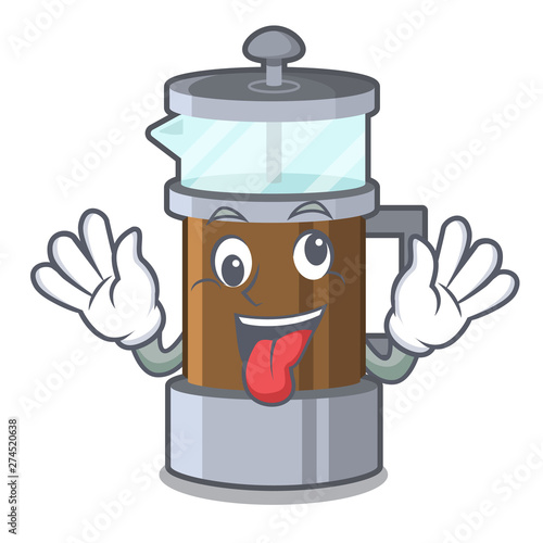 Crazy french press in a cartoon fridge