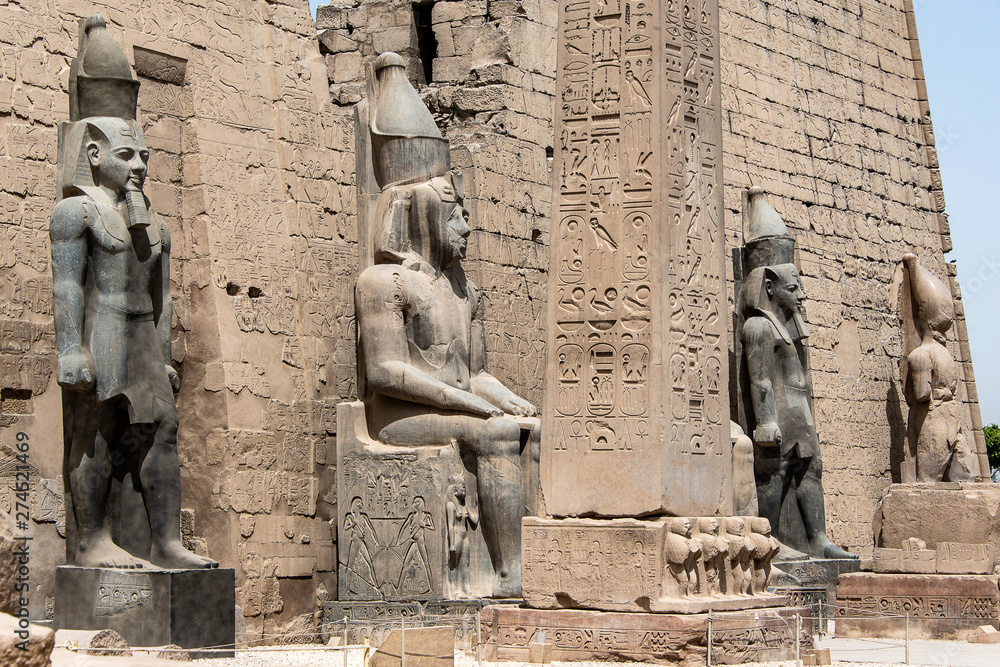 Statues in front of Entrance to Luxor Temple, Ancient Egyptian temple