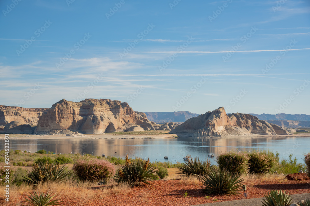 Morning view of the beautiful landscape around Lake Powell Resorts