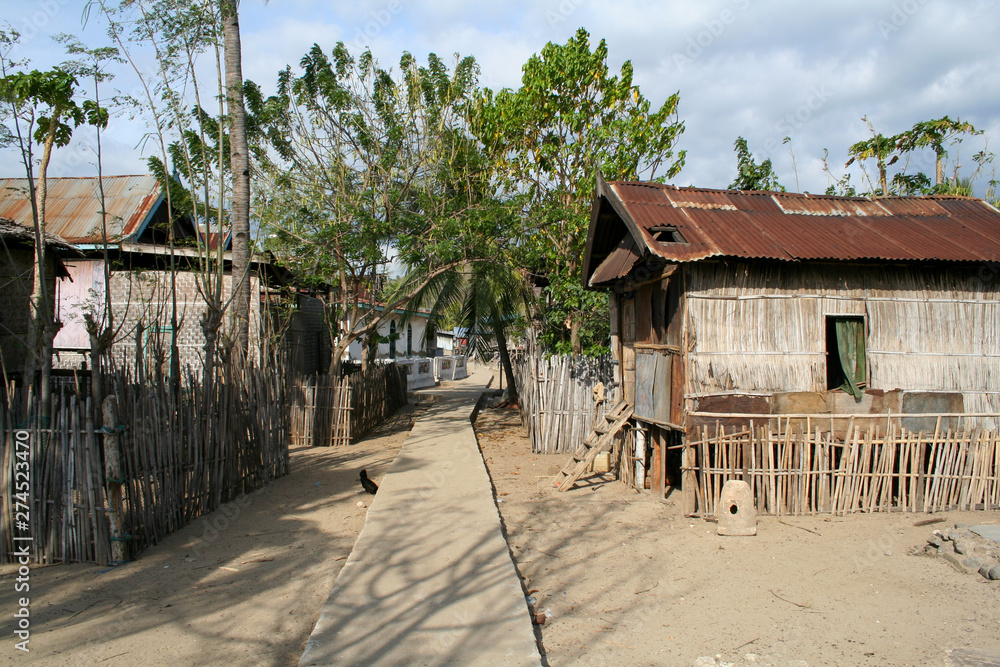 Remote island fishing village in Asia