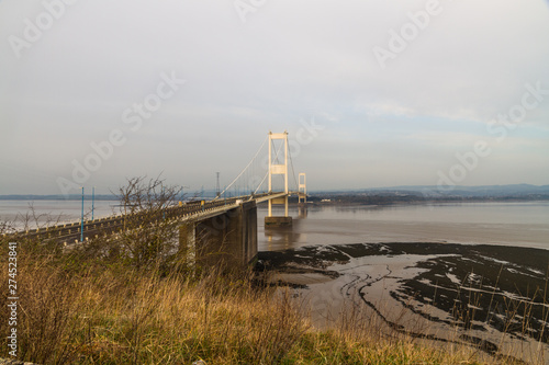 Original Severn Crossing Suspension Bridge, wide angle photo