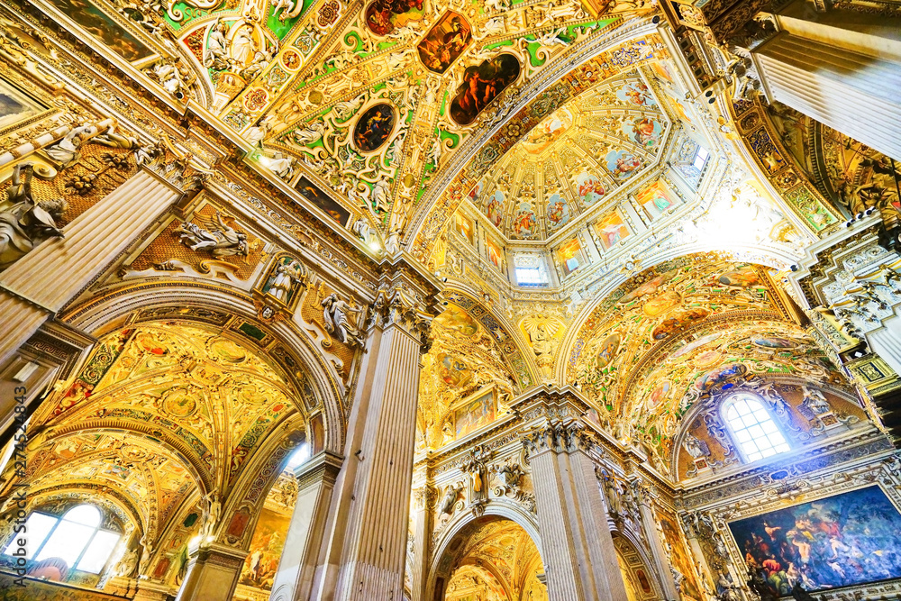 Interior view of church of Santa Maria Maggiore at the Upper City in Bergamo, Italy.