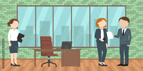 Bosses and their subordinate in office. Vector illustration.