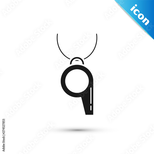 Black Whistle icon isolated on white background. Referee symbol. Fitness and sport sign. Vector Illustration