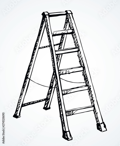 Folding stepladder. Vector drawing icon