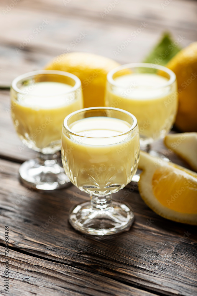 Traditional Italian liguore with lemon Traditional Italian liguore with lemon