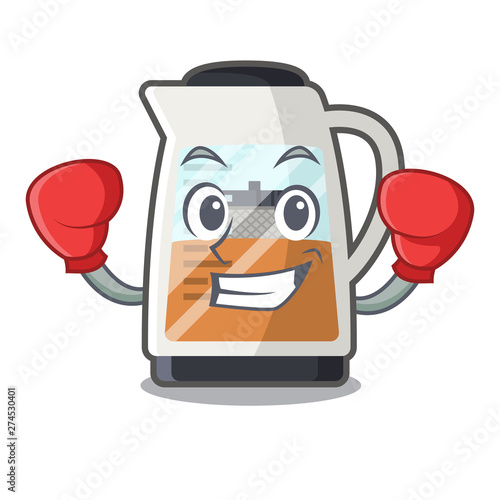 Boxing tea maker isolated with the mascot