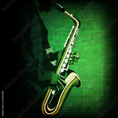 abstract music illustration with saxophone player