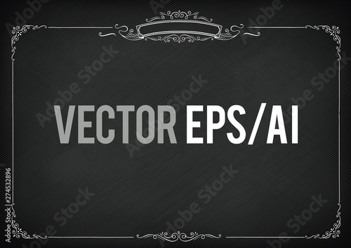 Horizontal vector retro blackboard background with border