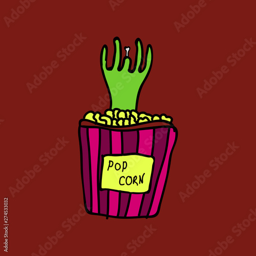 Cartoon zombie hand. Vector clip art illustration .