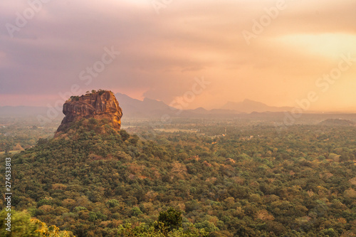 Pidurangala Ancient Forest Monastery, Sigiriya, Sri Lanka - View of sigirya rock at sunset