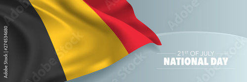 Belgium happy national day vector banner  greeting card.