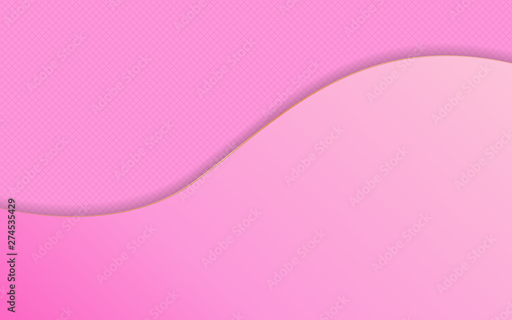Paper cut pink background with line curve golden. Girl and womens template concept for use business, background design, advertising, product Paper cut pink background with line curve golden. Girl and womens template concept for use business, background design, advertising, product