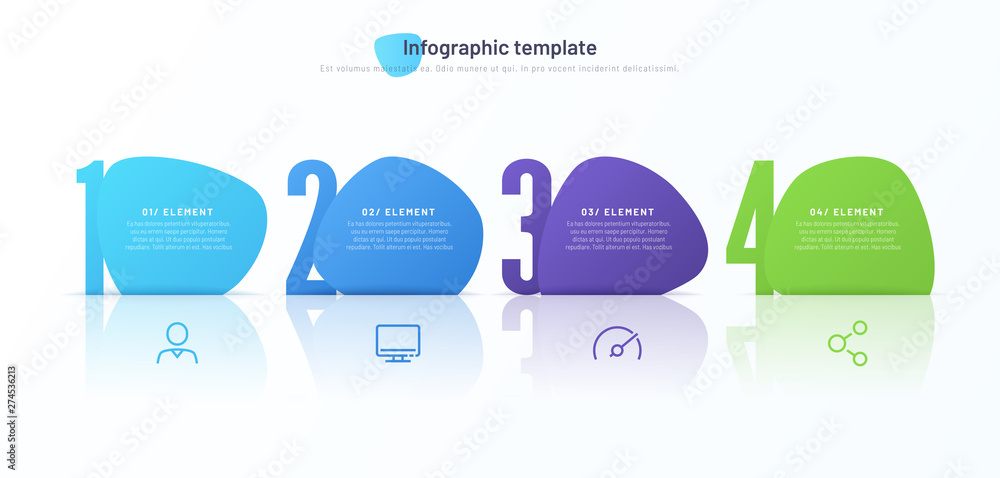 Vector infographic template composed of four numbered abstract shapes Vector infographic template composed of four numbered abstract shapes
