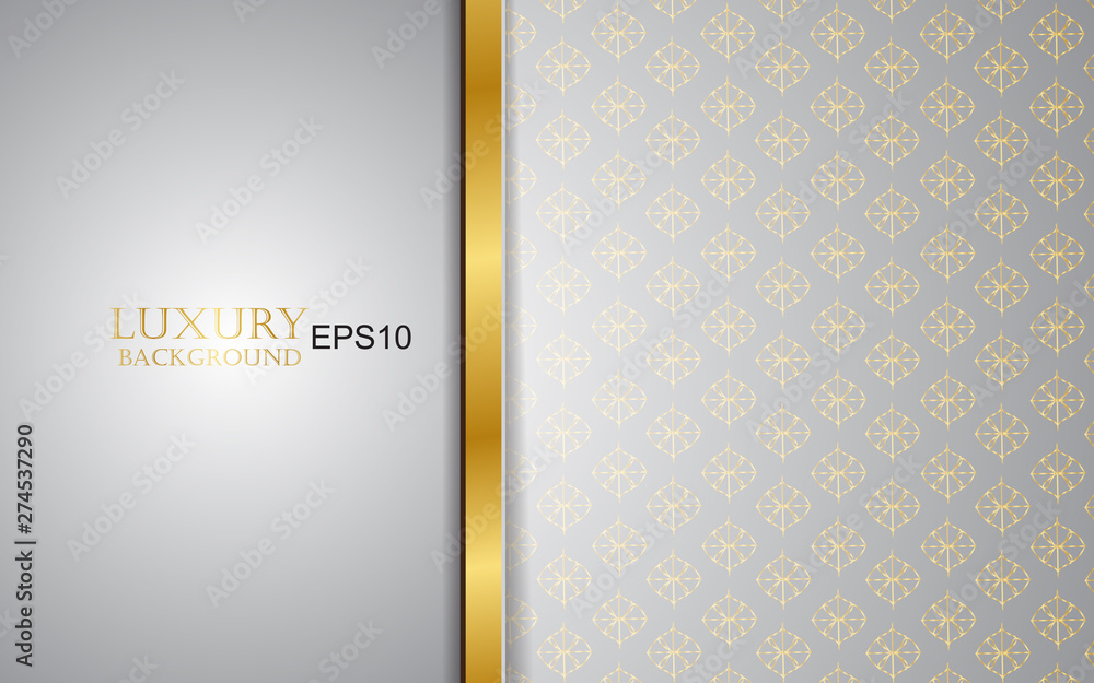 Luxury cover background white and golden line a combination with golden pattern decoration. Vector template for use premium concept element cover, banner, card, business advertising