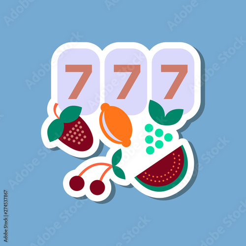 paper sticker on stylish background jackpot Lucky seven
