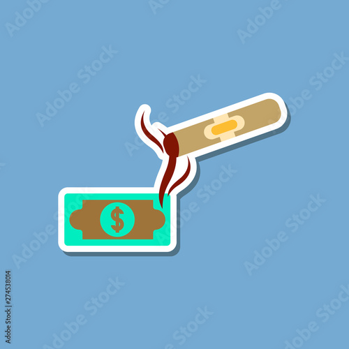 paper sticker on stylish background poker cigar dollar