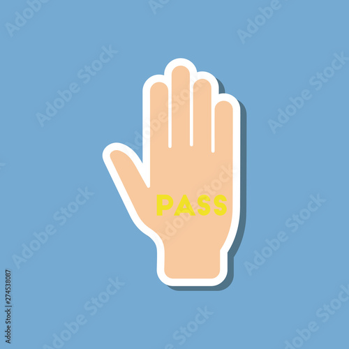 paper sticker on stylish background hand pass